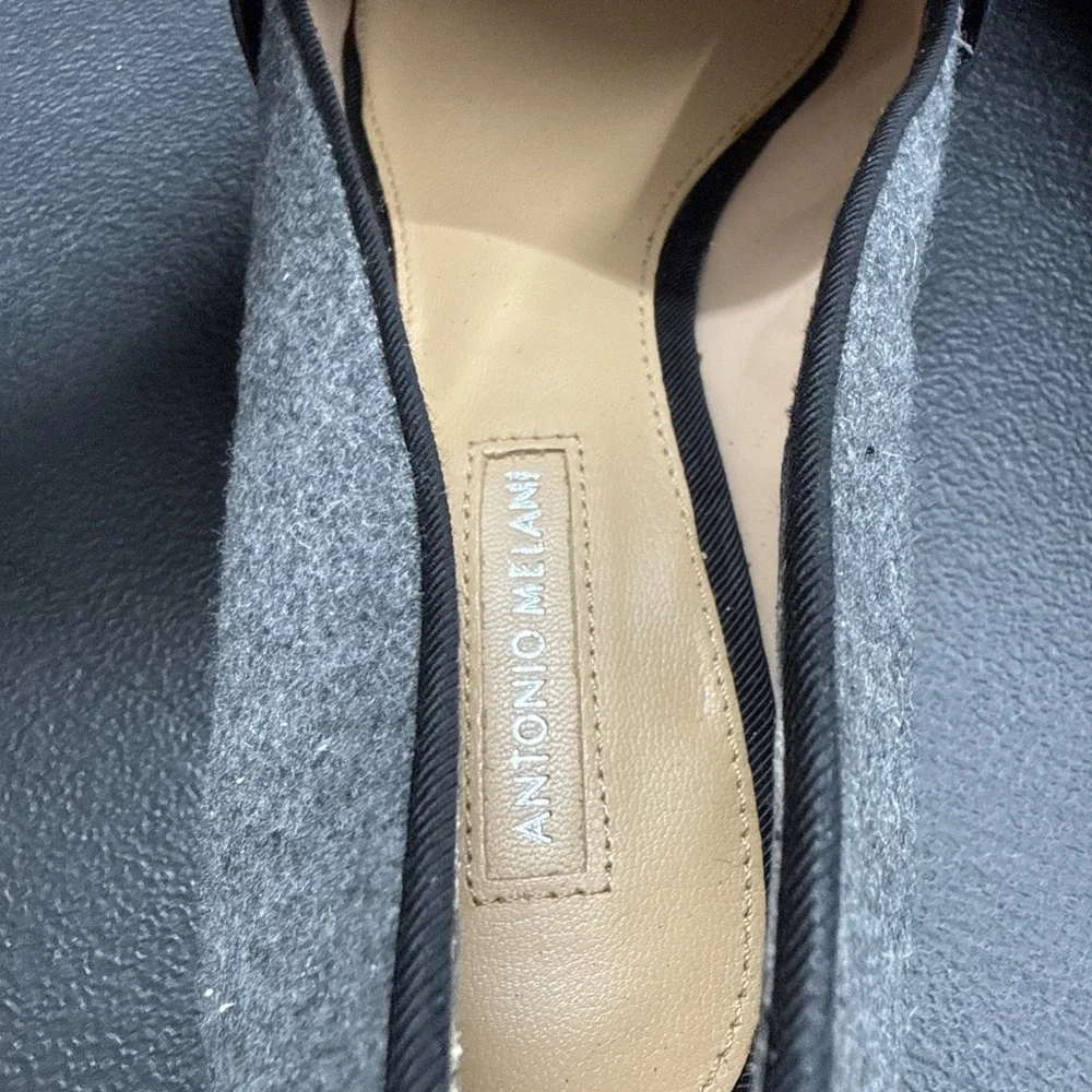 Antonio Melani Gray and Black Felt Loafers With Bow Shoes Size 8.5 (SEE PICTURE)